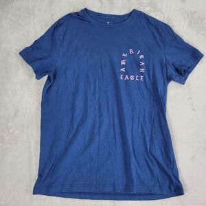 American Eagle Blue & Pink Old Fashioned Font Men's Shirt | Core Flex | Size L